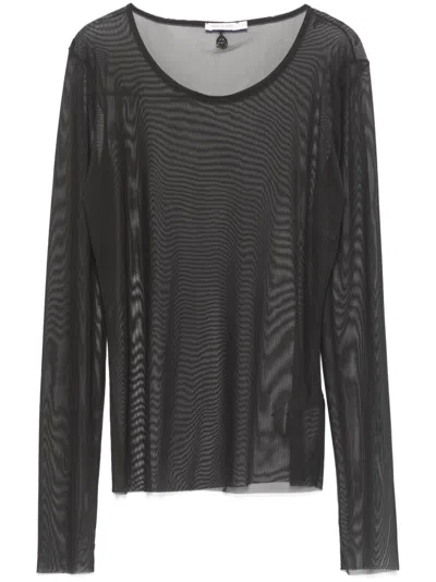 Patrizia Pepe Essential Tulle Top In Black