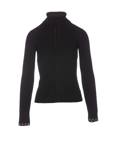 Patrizia Pepe Essential Turtle Neck Wool Sweater  In Black