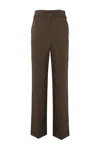 Patrizia Pepe Essential Viscose And Linen Trousers In Sensual Brown