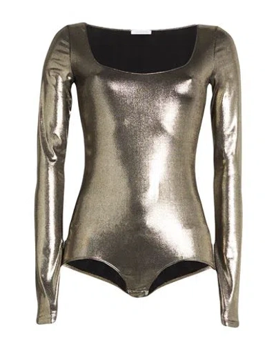 Patrizia Pepe Essential Woman Bodysuit Gold Size 0 Polyester, Elastane In Brown