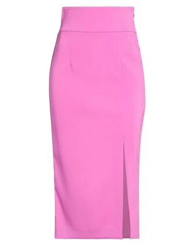 Patrizia Pepe Essential Woman Midi Skirt Mauve Size 2 Polyester, Elastane In Pink