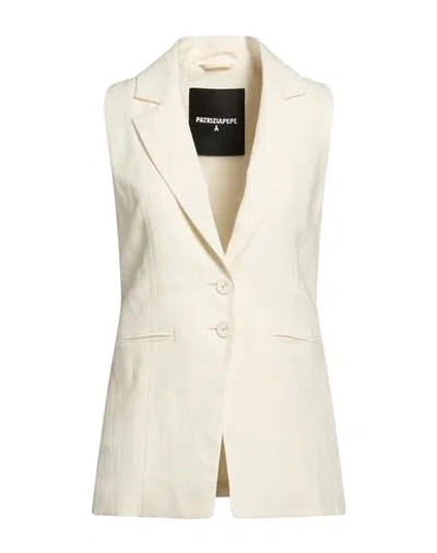 Patrizia Pepe Essential Woman Tailored Vest Ivory Size 6 Viscose, Linen In White