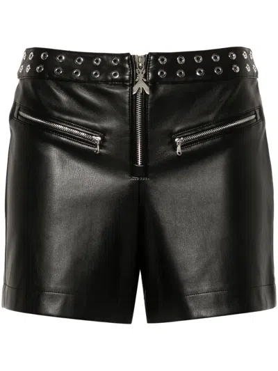 Patrizia Pepe Eyelet-detail Faux-leather Shorts In Black