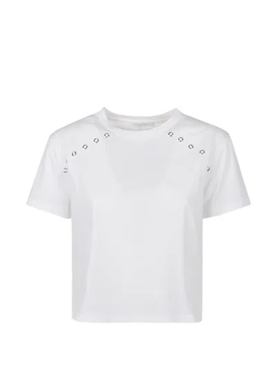Patrizia Pepe Eyelet-detail T-shirt In White