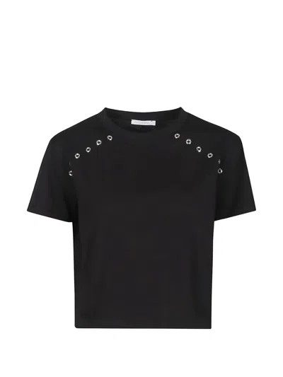Patrizia Pepe Crew Neck Short-sleeved T-shirt In Black