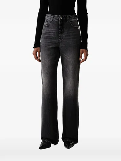 Patrizia Pepe Faded Straight-leg Jeans In Gray