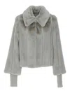 Patrizia Pepe Wide-collar Jacket In Grey