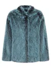 Patrizia Pepe Long-sleeve Faux-fur Coat In Blue