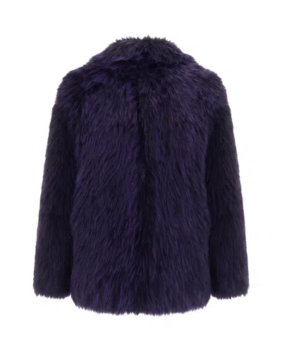 Patrizia Pepe Faux Fur Coat In Blue