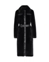 Patrizia Pepe Faux Fur Coat With Maxi Collar And Logo Buttons In Black