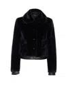 Patrizia Pepe Faux Fur Cropped Jacket In Black