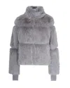 Patrizia Pepe Short Fluffy Coat In Gray In Gray