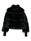 Patrizia Pepe Cappotto Fluffy Corto Nero In Animal Print