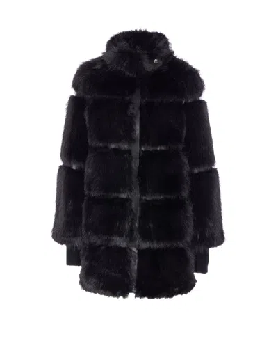 Patrizia Pepe Faux Fur Jacket In Black