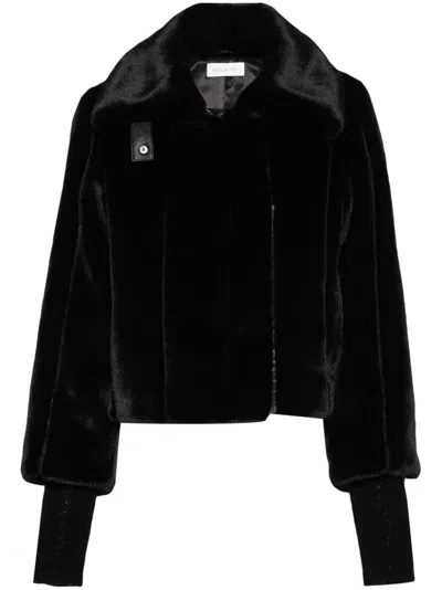 Patrizia Pepe Faux-fur Jacket In Black  