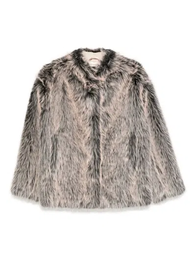 Patrizia Pepe Faux-fur Jacket In Brown