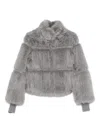 Patrizia Pepe Faux Fur Jacket In Gray