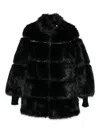 Patrizia Pepe Faux Fur Midi Jacket In Black