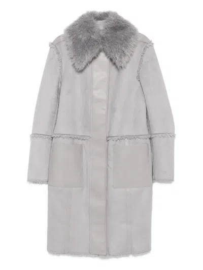 Patrizia Pepe Faux Fur Reversible Coat In Gray