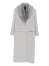 Patrizia Pepe Faux Fur Single-breasted Coat In Gray