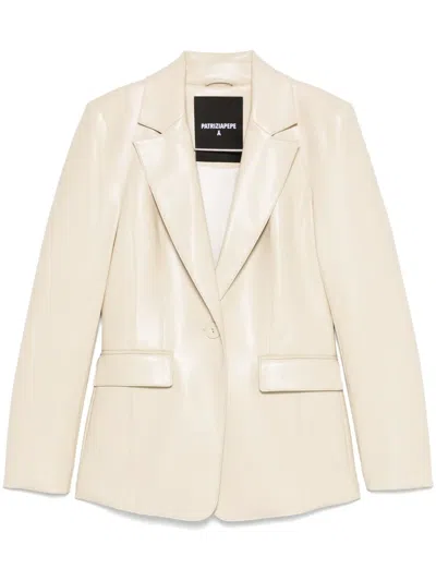 Patrizia Pepe Faux-leather Blazer In Neutrals