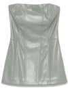 Patrizia Pepe Faux-leather Corset Top In Grey