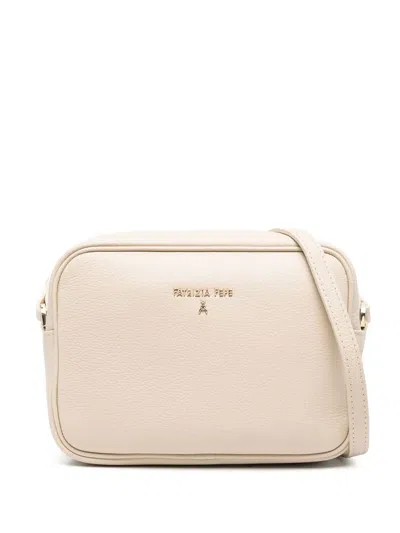 Patrizia Pepe Faux Leather Cross Body Bag In Nude