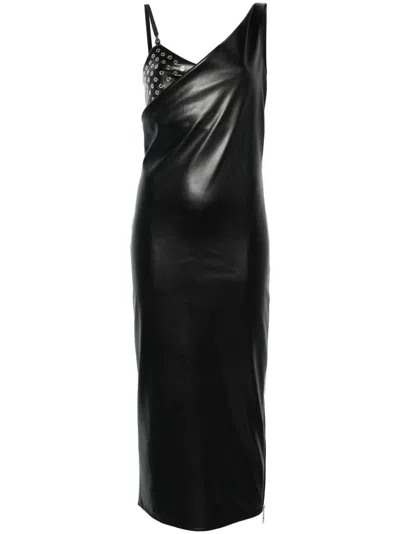 Patrizia Pepe Faux-leather Maxi Dress In Black