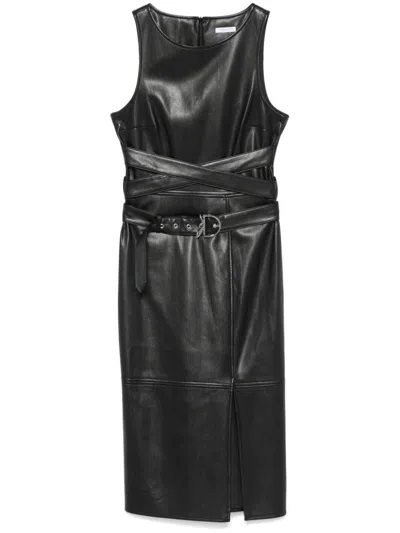 Patrizia Pepe Faux-leather Midi Dress In Black