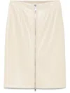 Patrizia Pepe Faux-leather Midi Skirt In Neutrals