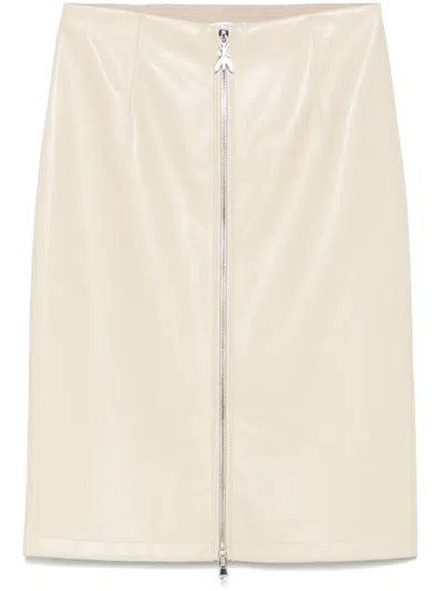 Patrizia Pepe Faux-leather Midi Skirt In Neutrals