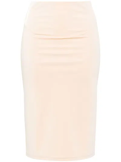 Patrizia Pepe Faux-leather Pencil Midi Skirt In Neutrals