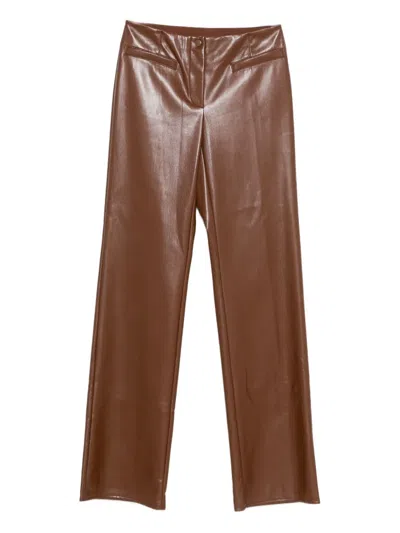 Patrizia Pepe Faux-leather Trousers In Brown