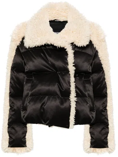Patrizia Pepe Faux-shearling-trim Jacket In Black