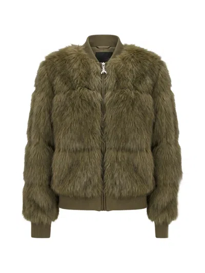 Patrizia Pepe Faux-fur Ribbed-trim Jacket In Animal Print