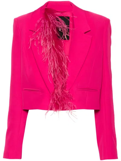 Patrizia Pepe Feather-detail Blazer In Rosa