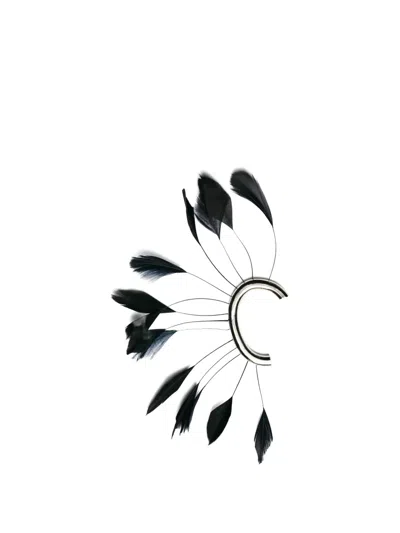 Patrizia Pepe Feather-trim Ear Cuff In Black