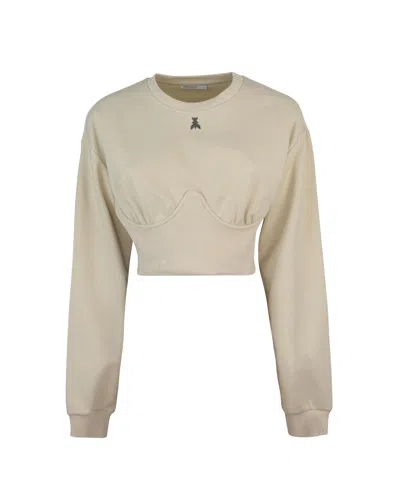 Patrizia Pepe Felpa Crop Con Logo Fly Beige In B814