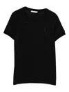 Patrizia Pepe Fine-knit Short-sleeved T-shirt In Black