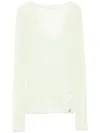 Patrizia Pepe Fine-knit V-neck Sweater In Green