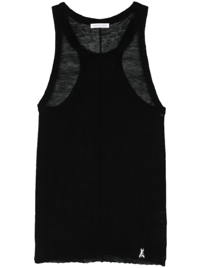 Patrizia Pepe Fine-knit Wool Knitted Top In Black