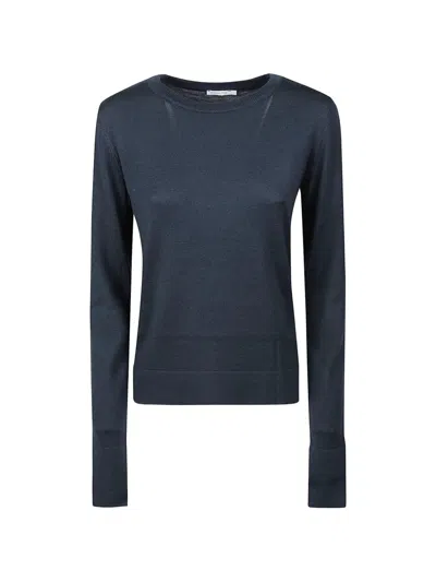 Patrizia Pepe Fine-knit Wool Sweater In Blue