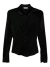 Patrizia Pepe Fitted Acetate Shirt With Classic Collar In Black