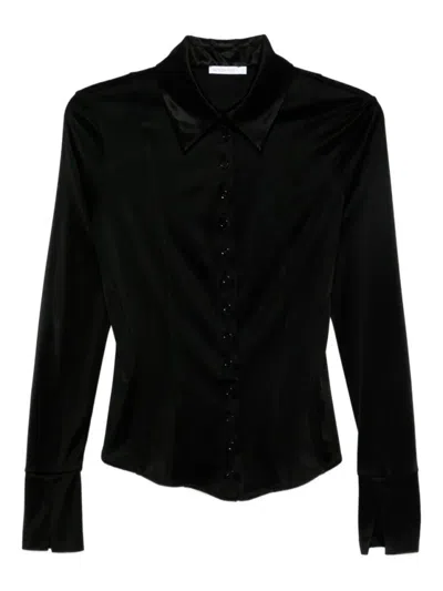 PATRIZIA PEPE PATRIZIA PEPE FITTED ACETATE SHIRT WITH CLASSIC COLLAR
