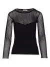 Patrizia Pepe Ribbed Transparent Knitwear In Black