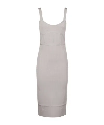 Patrizia Pepe Fitted Jacquard Knit Midi Dress In White