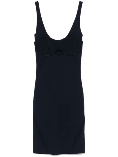 Patrizia Pepe Fitted Mini Dress With Cut-out Detailing In Blue