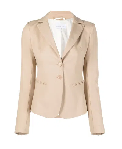Patrizia Pepe Fitted Notched Lapel Blazer In Beige
