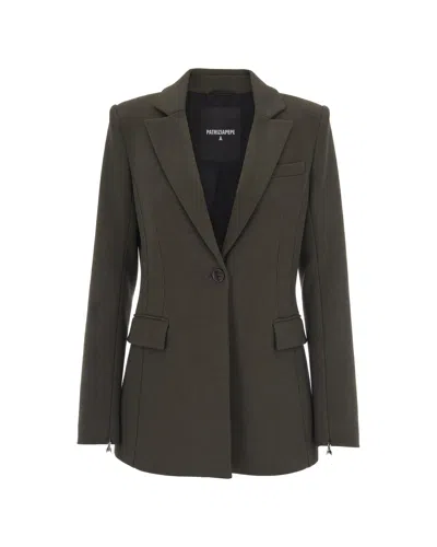 Patrizia Pepe Fitted Single-breasted Zippered Cuffs Blazer In Green