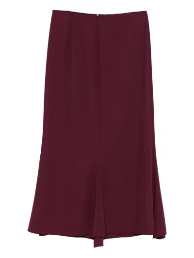 Patrizia Pepe Flared Midi Skirt In Burgundy
